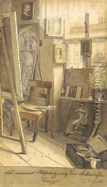 The artist's studio in Rome Oil Painting - Ferdinand Theodor Hildebrandt