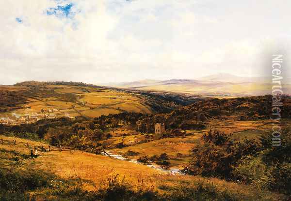On the Borders of Dartmoor Oil Painting - Benjamin Williams Leader