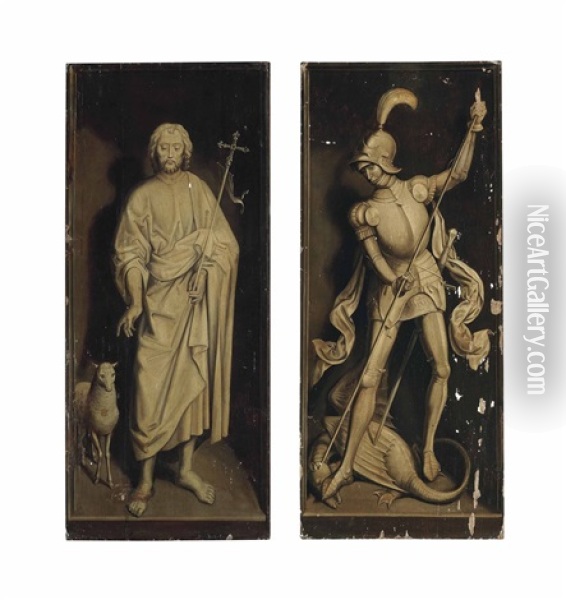 Saint John The Baptist (+ Saint George Killing The Dragon; Pair) Oil Painting - Hans Memling