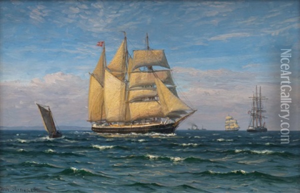 Tall Ships Oil Painting - Vilhelm Karl Ferdinand Arnesen
