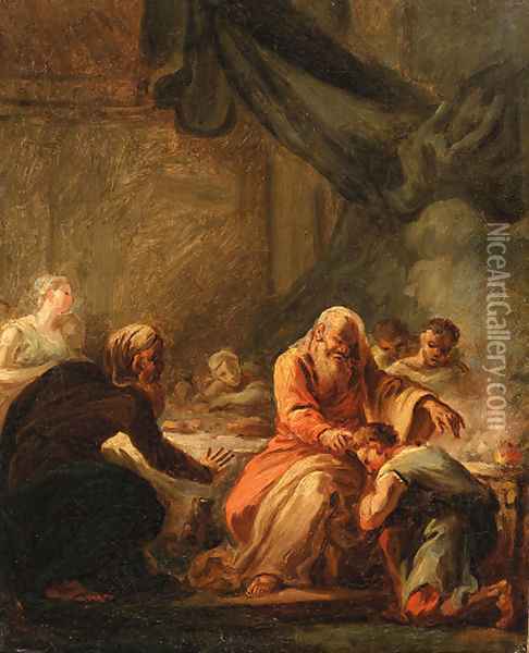 David anointed by Samuel Oil Painting - Jean-Honore Fragonard