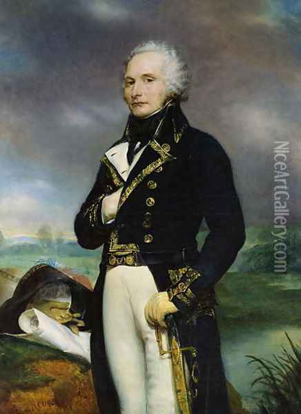 Portrait of Viscount Alexandre-Francois-Marie de Beauharnais 1760-94 after a painting by J. Guerin, 1834 Oil Painting - Georges Rouget