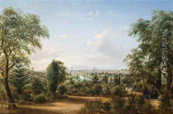 View Of Melbourne From The Botanical Gardens Oil Painting - Henry C. Gritten