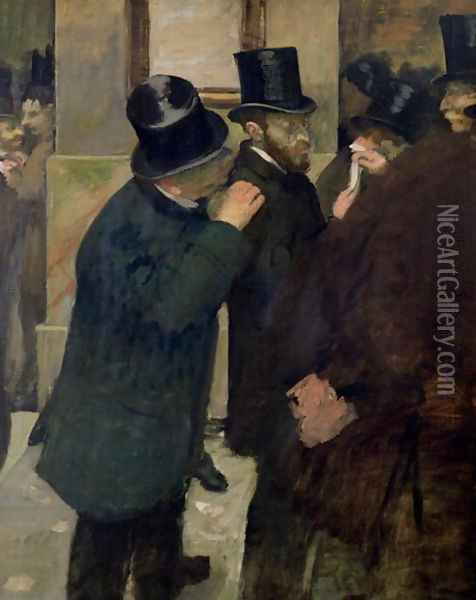 At the Stock Exchange, c.1878-79 Oil Painting - Edgar Degas