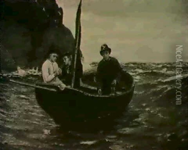 Fishing From A Dinghy Oil Painting - Charles Napier Hemy