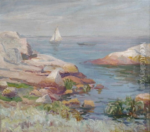 Massachusetts Coastline Oil Painting - Bernhard Gutmann