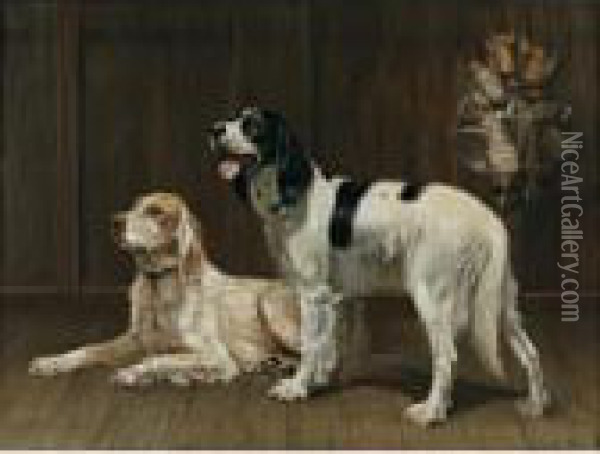 A Pair Of Setters Oil Painting - Alexander Pope