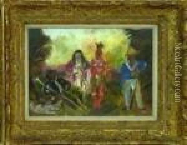 les Chasseurs Oil Painting - Charles Georges Dufresne