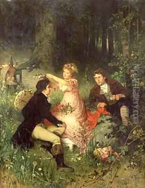 The Flower Garland Oil Painting - Waldemar Friedrich