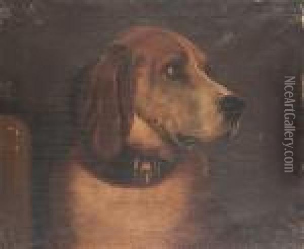 Deerhound; Bloodhound Oil Painting - Landseer, Sir Edwin