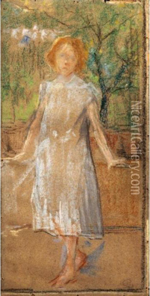 Fanciulla Con La Veste Bianca Oil Painting - Giovanni Sottocornola