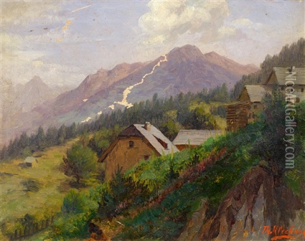 Tobadill Im Tirol Oil Painting - Theodor Kleehaas