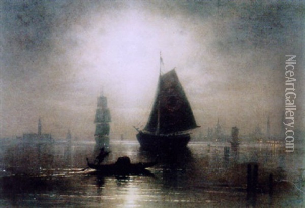 Vollmondnacht In Der Lagune Von Venedig Oil Painting - Karl Heilmayer