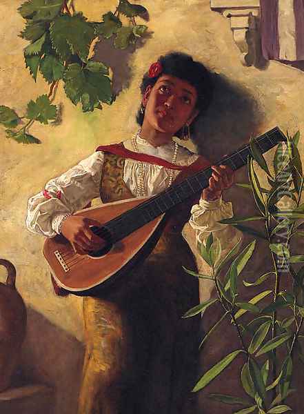 The Serenade Oil Painting - English School