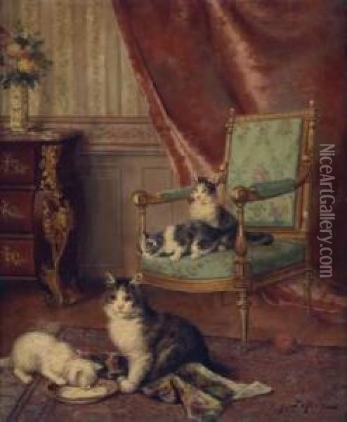 Les Chatons Oil Painting - Jules Le Roy