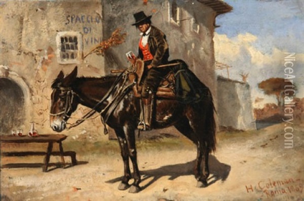 Traveler At The Tavern Oil Painting - Enrico Coleman