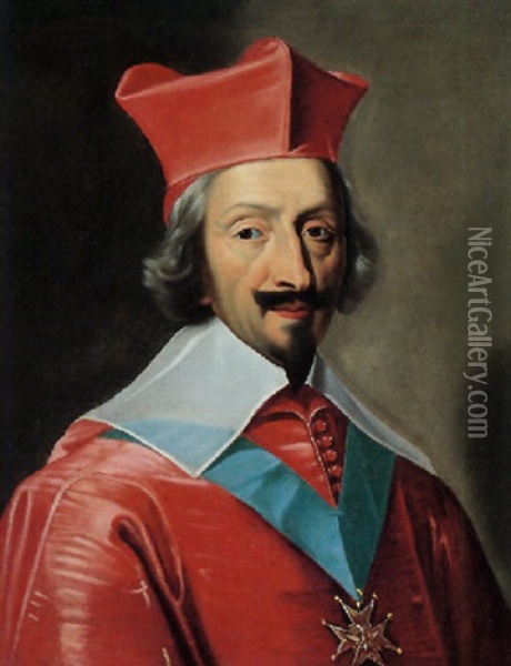 Portrait Of Cardinal Richelieu Wearing The Order Of The Saint-esprit Oil Painting - Jean Chalette