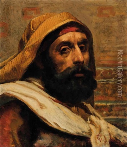 Head Study Of An Arab Oil Painting - Frederick Goodall