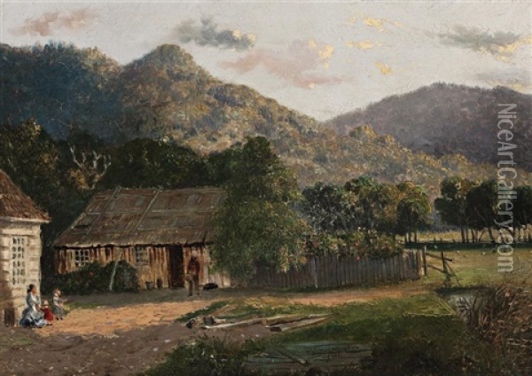 First School House At Dandenong Oil Painting - Henricus Leonardus Van Den Houten