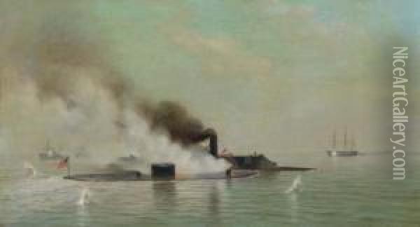 The Naval Engagement Oil Painting - Warren W. Sheppard