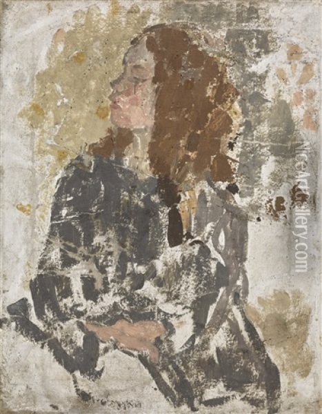 Unfinished Study Of A Girl In Profile Oil Painting - Gwen John