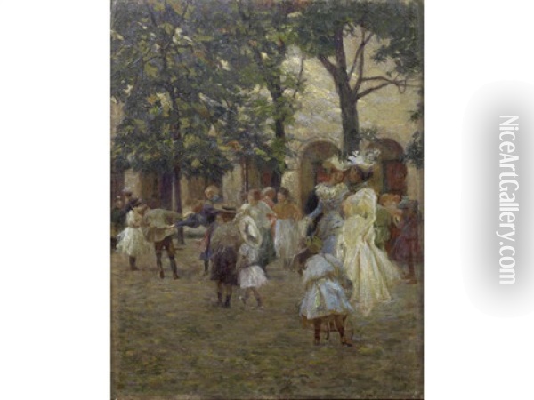 Im Hofgarten Zu Muenchen Oil Painting - Symeon Sabbides