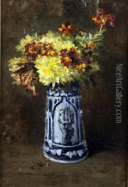 Vase Garni De Fleurs Oil Painting - Frantz Binje