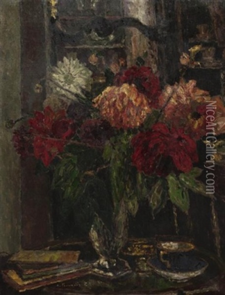 Stilleben Mit Herbstblumen Oil Painting - August Von Brandis