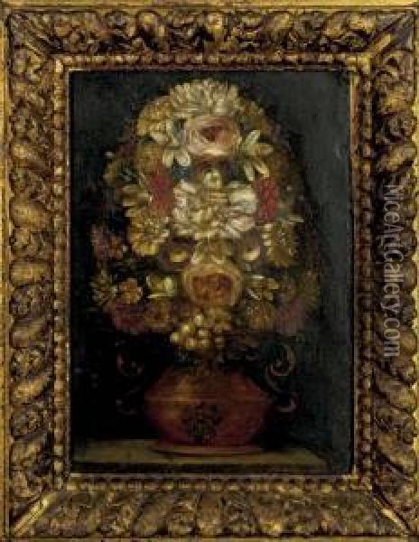 Bouquet De Fleurs Sur Un Entablement Oil Painting - Arnold Frans Rubens