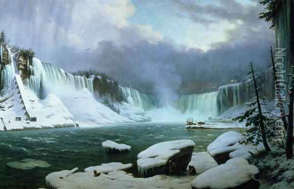 Niagara Falls Oil Painting - Hyppolyte Victor Valentin Sebron