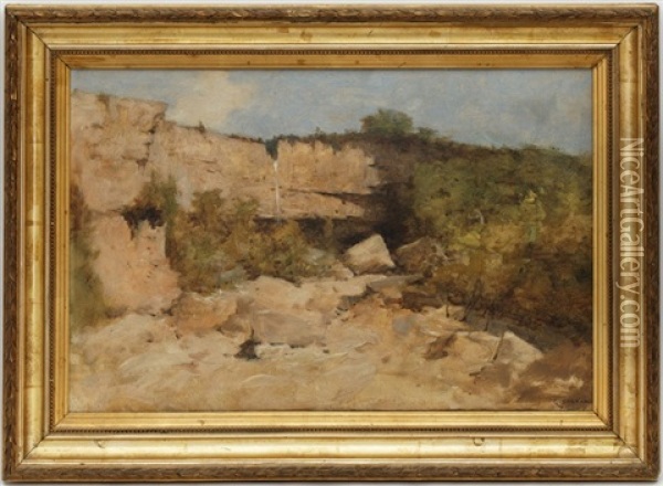 Cascade Dans La Falaise Oil Painting - Gustave Eugene Castan