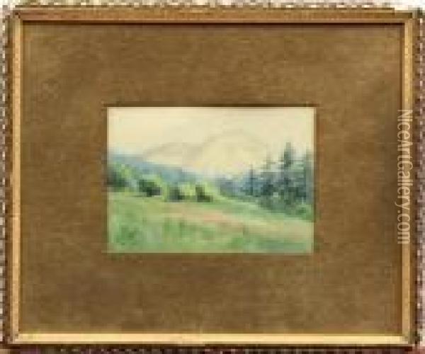 Distant Mountains Oil Painting - Albert Bierstadt