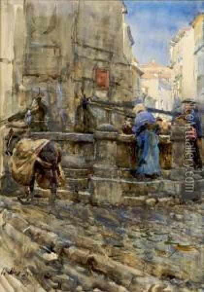 An Old Fountain Madrid Oil Painting - Walter Frederick Osborne