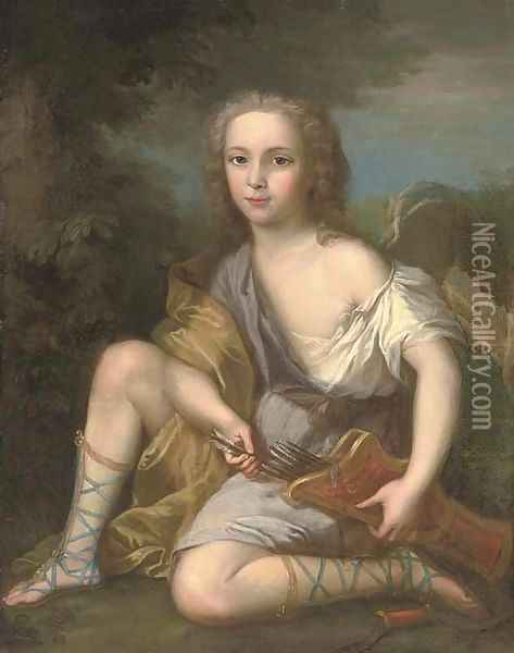 Portrait of a young boy as Cupid Oil Painting - Francois-Hubert Drouais