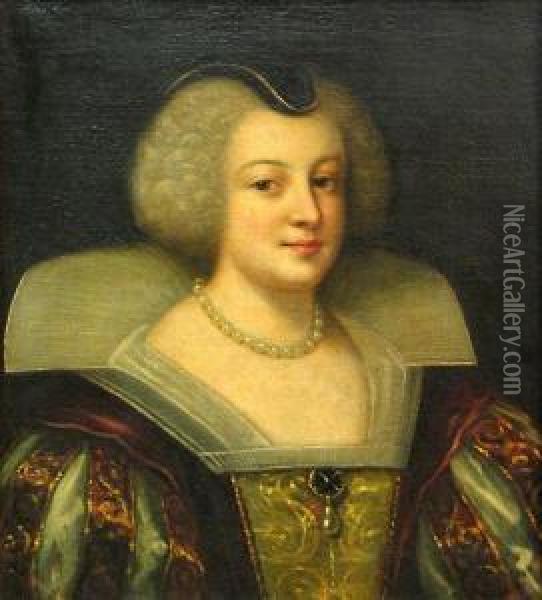 A Portrait Of Marie De Medicis, Queen Of France Oil Painting - Frans Pourbus the younger