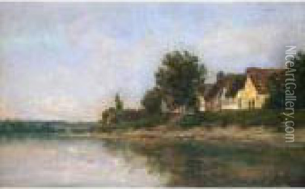 Paysage Au Bord De Riviere Oil Painting - Karl Pierre Daubigny