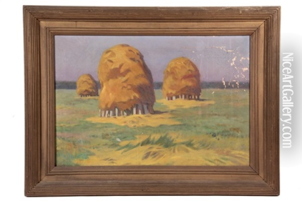 Haystacks Oil Painting - Charles Emile Heil
