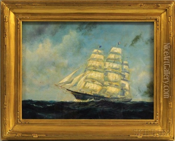 Full-rigged Vessel Under Sail Oil Painting - Frederick Leo Hunter