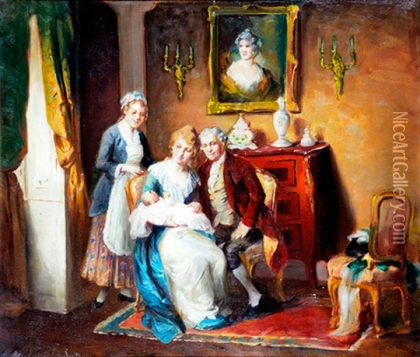 Szalonjelenet Oil Painting - Mozart Rottmann