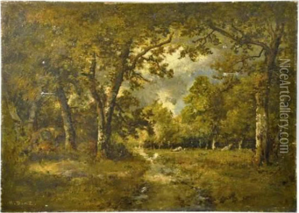 Clairiere En Foret Oil Painting - Narcisse-Virgile D Az De La Pena