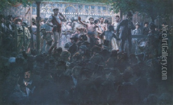 Fete De Neuilly Oil Painting - Leon Dehesghues