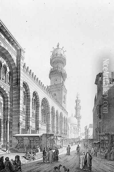 Exterior of the Mosque of Qalaoun, plate 20 from Monuments and Buildings of Cairo Oil Painting - Pascal Xavier Coste