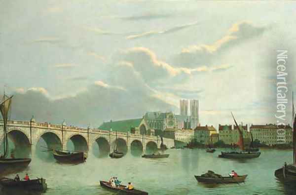 Westminster from Lambeth Palace Oil Painting - English School