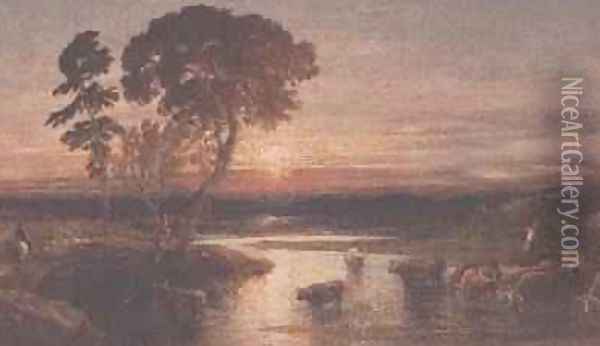 Going to the Fold, Sunset, 1879 Oil Painting - Samuel Palmer