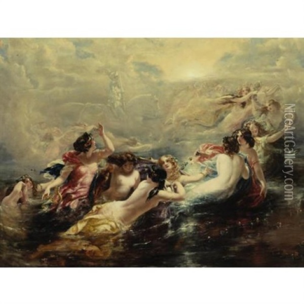 Sirens And The Knight Oil Painting - William Edward Frost
