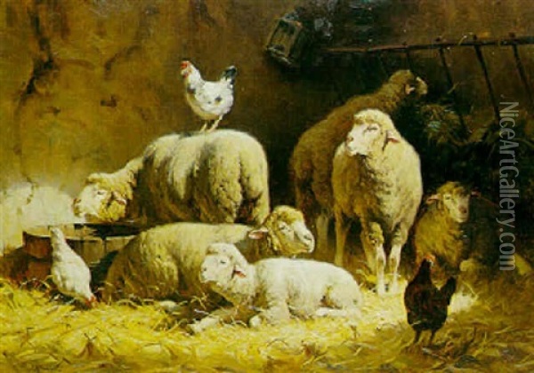 Schafstall Oil Painting - Jules Ramet