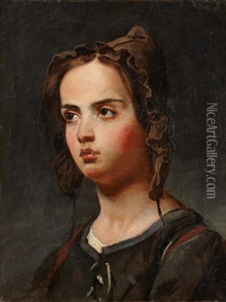 Portrait De Frederique, Fille De L'artiste Oil Painting - Jean-Jacques-Francois Monanteuil
