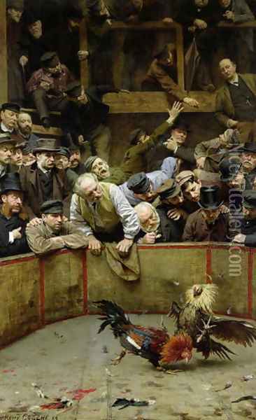 The Cockfight 1889 Oil Painting - Remy Cogghe