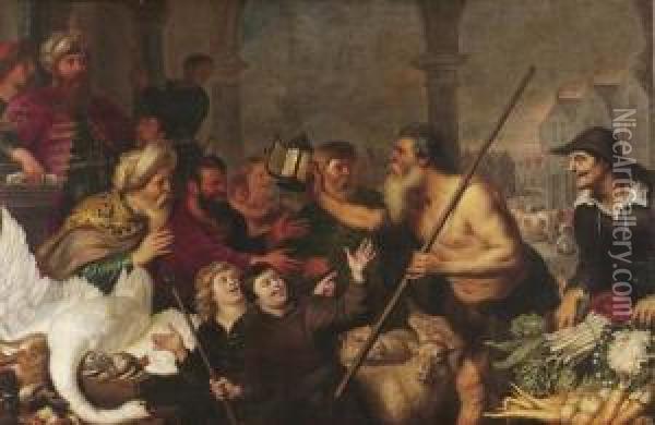 Diogenes Sucht Einen Menschen. Oil Painting - Cornelis De Vos