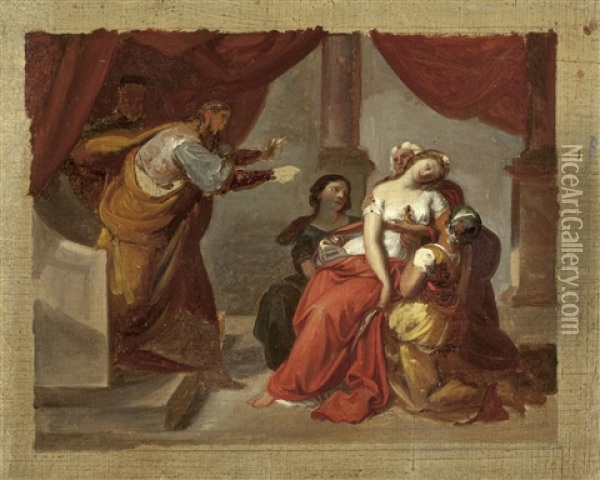 Antike Szene (sketch) Oil Painting - Karl von Blaas